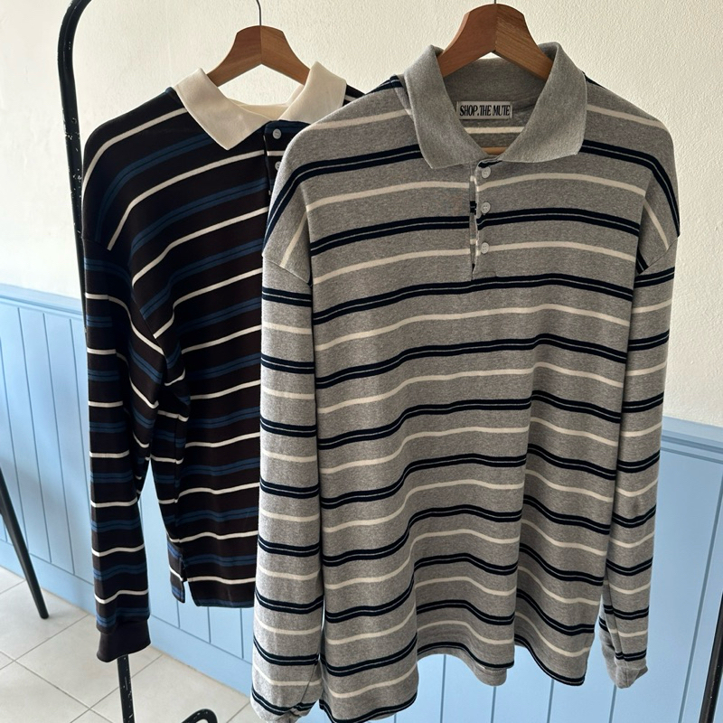 Ryan stripe polo shirt made in korea something about us