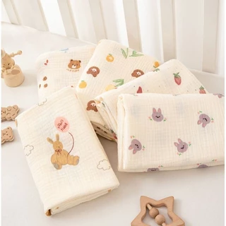 ผ้ามัสลิน ฝ้าย คอตตอลแท้ ออร์แกนิค เนื้อนุ่ม ผืนใหญ่ Cotton ทอย่น ขนาด100×100 cm. พร้อมส่ง ‼️เกรดดี ผ้าห่ม ผ้าห่อตัวเด็ก