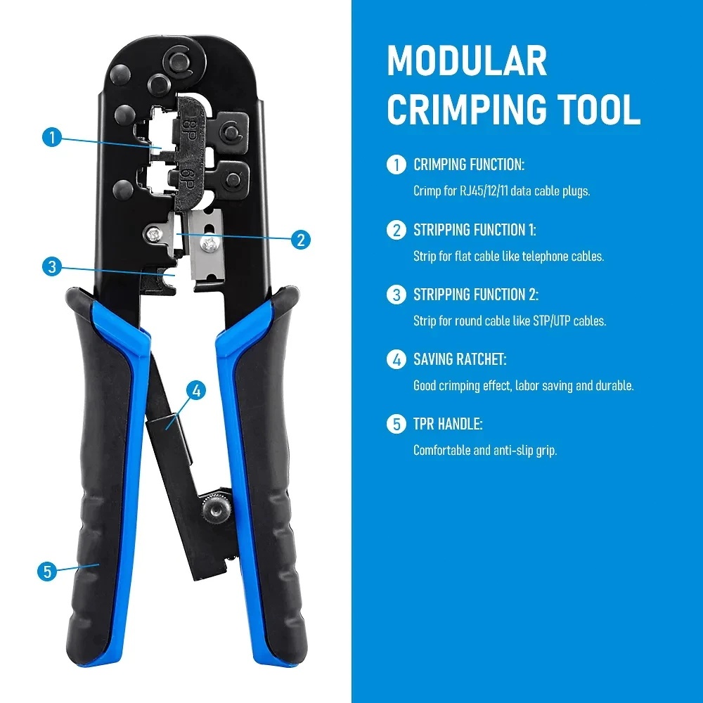 คีมเข้าหัวสายแลน Lan RJ45/สายโทรศัพท์ RJ11 รุ่น GLT-001 และ เครื่องทดสอบสายแลน Network Cable Tester รุ่น GLT-104 ร - รูปที่ 6
