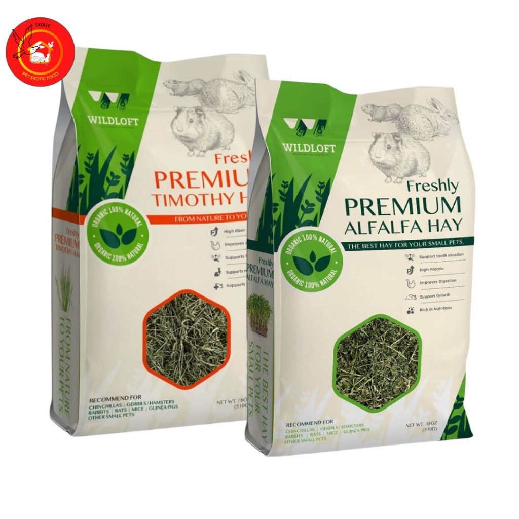 Wildloft Freshly Premium Timothy , Alfalfa 510 g.หญ้าทิโมธี อัลฟาฟ่า สำหรับสัตว์เลี้ยงฟันแทะ กระต่าย ชินชิล่า แกสบี้