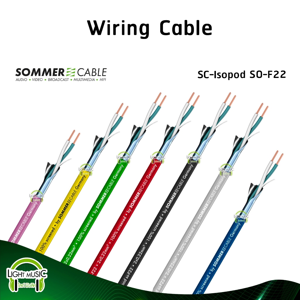 Wiring Cable Sommer SC-Isopod SO-F22 OD 3.3 mm. 2 x 0.22 mm² คุณภาพสูง OFC สายสัญญาณ สเตอริโอ ไมโครโฟน เครื่องเสียง