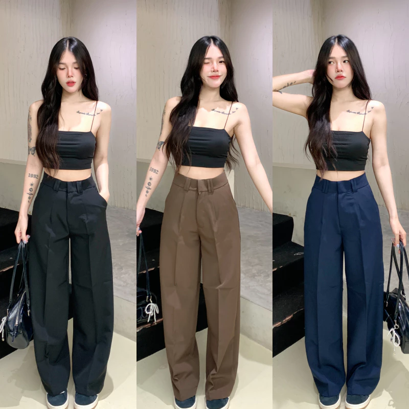 กางเกงขากระบอกใหญ่ ผ้าโรเซฟ 🫧 เอวS-3XL ทรงสวยใส่ง่าย กางเกงทำงาน กางเกงขายาว พร้อมส่ง รุ่น กางเกงกระบอกใหญ่