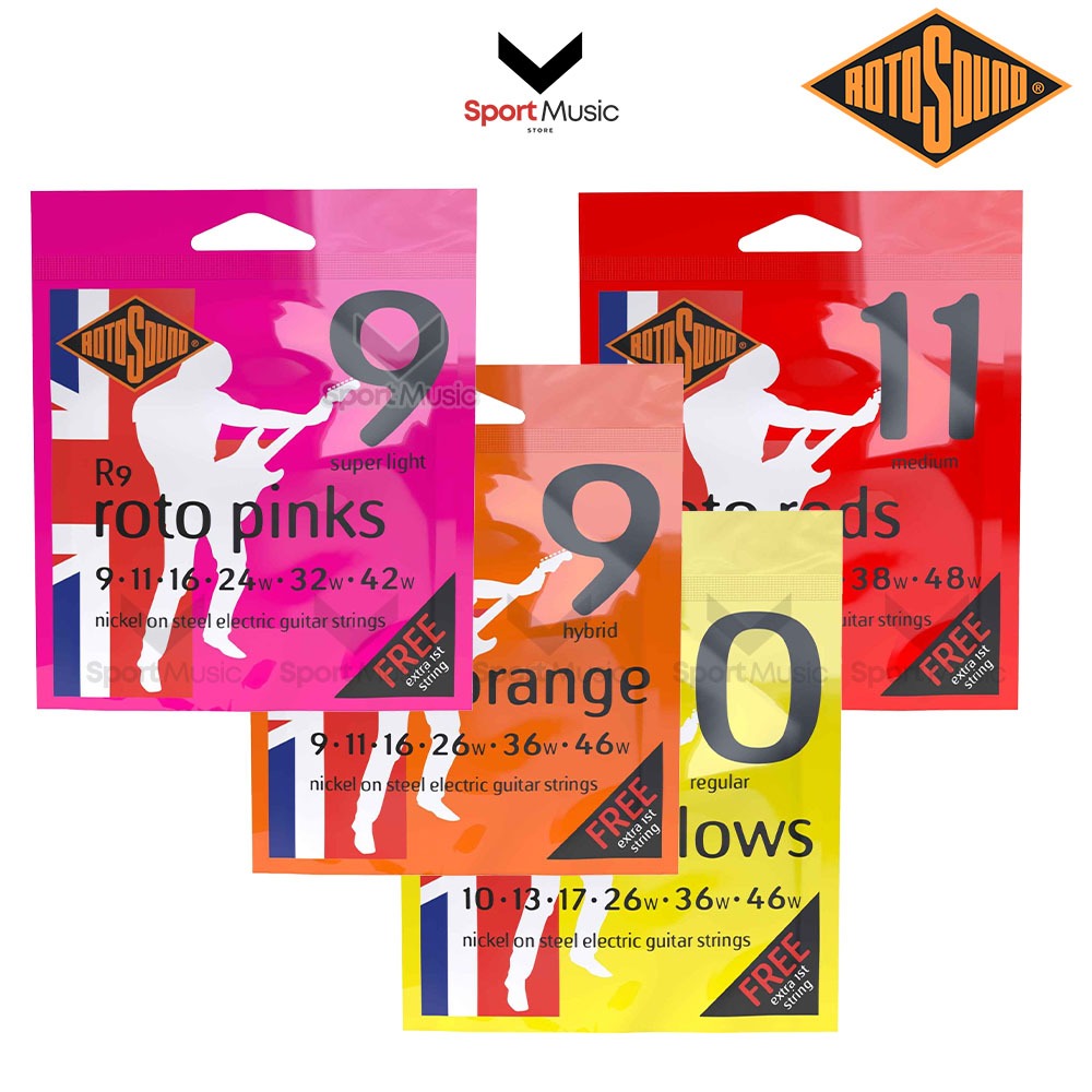 Rotosound สายกีตาร์ไฟฟ้า รุ่น R9 / R10 / R11 Nickle Strings Electric Guitar