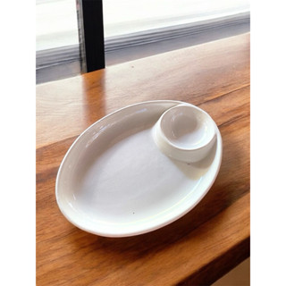 จานใส่ของว่าง จานเฟรนฟราย จานเปลเซรามิค มีช่องใส่ซอส ขนาด 6 …