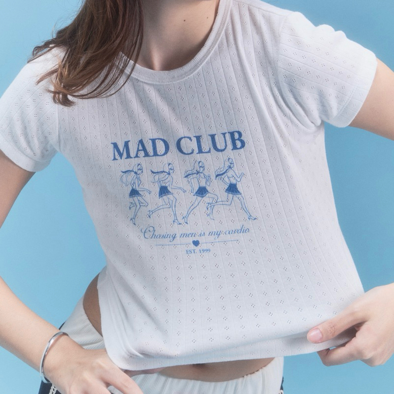 MAD MAMA - Mad Club Pointelle Tee พร้อมส่ง