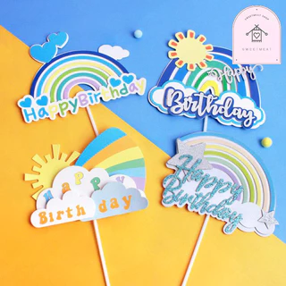 ป้ายวันเกิด ป้ายHAPY BIRTHDAY แต่งเค้ก สายรุ้ง เรนโบว์