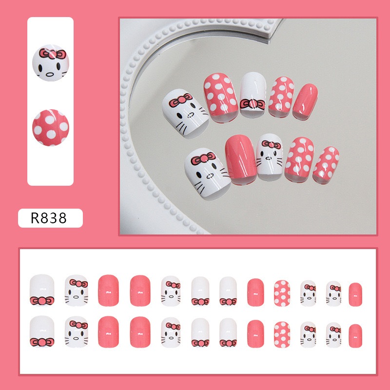 พร้อมส่ง เล็บปลอม [R838]เล็บปลอมกันน้ำ เล็บปลอมทาสีแล้ว เล็บเจล เล็บปลอมสำเร็จรูป อุปกรณ์ทำเล็บ ถูกสุด พร้อมส่ยาง