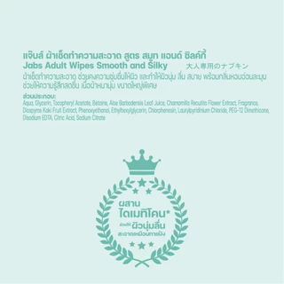 Jabs Adult Wipes ทิชชู่เปียก ทำความสะอาดผิว สำหรับผู้ใหญ่ (มีให้เลือก 2 สูตร) x6