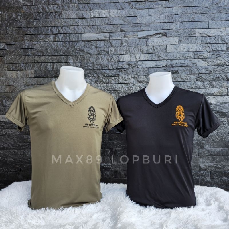 เสื้อรองในทหาร กองทัพบก(ทบ.) ไม่มีสกรีนหลัง คอวี เนื้อผ้านาโน