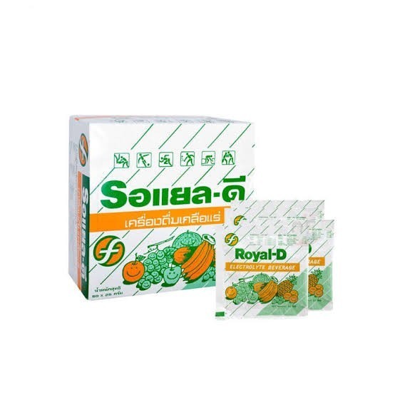 Royal-D เครื่องดื่มเกลือแร่ รอแยล-ดี ชนิดผง รสผลไม้รวม สตอเบอร์รี่ องุ่น และส้ม