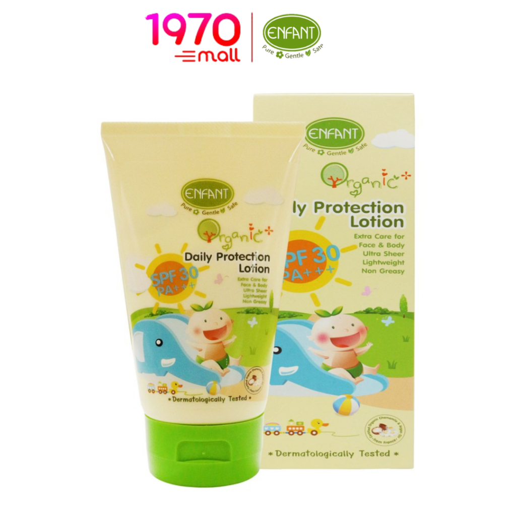 Enfant Organic Plus Daily Protection Lotion 150ml. โลชั่นกันแดดสำหรับเด็ก ใช้ได้ทั้งผิวหน้าและผิวกาย