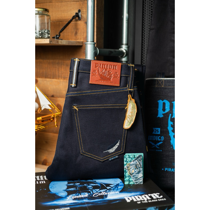PIRAT OF THE BLACK SAILS รุ่นโจรสลัด25oz SLUB INDIGO X BLACK SAILS
