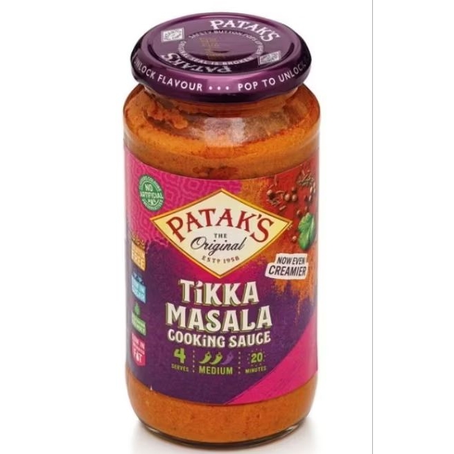 Pataks Tikka Masala Cooking Sauce - พาทัก ทิกก้ามาซาล่า คุกกิ้ง ซอส ซอสอินเดีย ซอสสำหรับปรุงอาหาร 450กรัม.