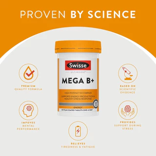 Swisse Mega B+ บรรเทาความเหนื่อยล้า บำรุงระบบประสาท EXP02/2028