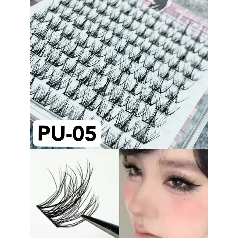 [พร้อมส่ง] ขนตาปลอมแบบช่อ PU-05 ฟุ้ง ยาว หนา ทรงไขว้ สวยเก๋