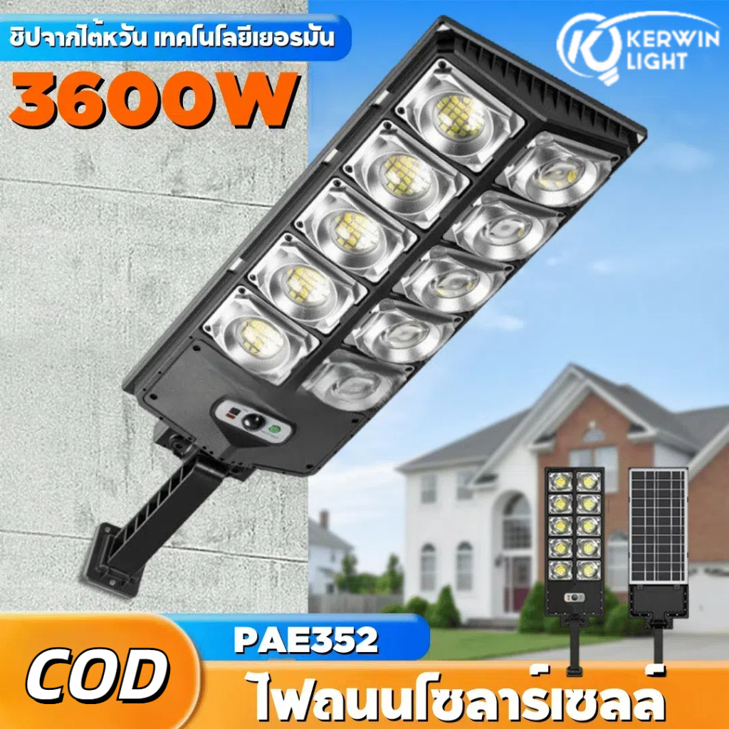 ไฟถนนสปอตไร ไฟถนนโซล่าเซลล์15000W ติดผนัง ไฟส่องทางโซล่า ไฟภายนอกอาคาร ไฟถนนเหนี่ยวนำ ป้องกันน้ำ ฟ้าผ่า