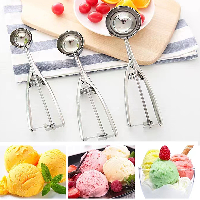 ที่ตักไอศครีม สกูปตักไอติม ช้อนตักกว้าง 4-5-6 ซม สแตนเลสแท้ ที่ควักผลไม้ ที่ตักคุกกี้ ทนทาน Ice Cream Scoop - รูปที่ 6