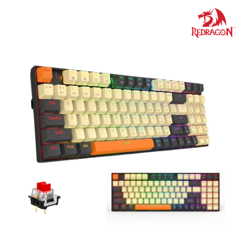 Redragon K669 Ziggs  90% Red switch RGB Gaming Keyboard, Wired (เสียบสาย) 100Keys  Full-Transparent 