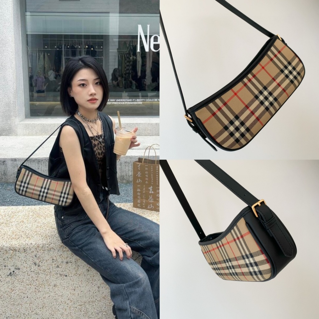 Pre order ราคา2300 Burberry เบอร์เบอรี่ Hobo Shoulder Bag กระเป๋าใต้วงแขน Leather หนังวัว Size26*12*