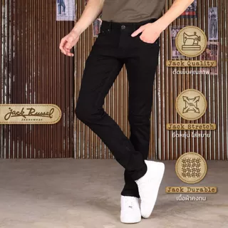 JACK RUSSEL กางเกงยีนส์ผู้ชาย ทรงเดฟธรรมดา Skinny-Fit รุ่น J-5005 สี Super Black กางเกงยีนส์แจ็ครัสเซล