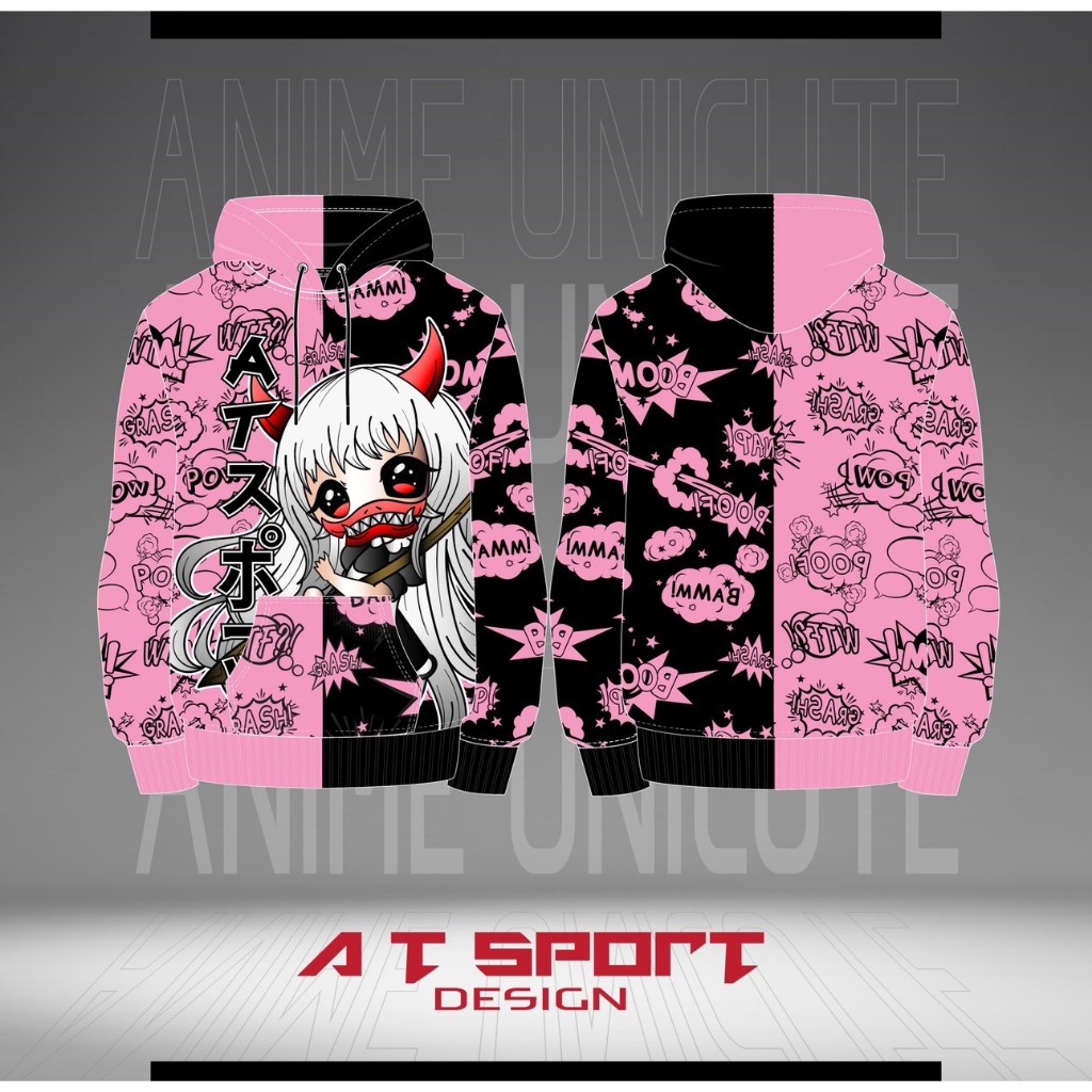 เสื้อพิมพ์ลาย A T SPORT รุ่น Hood(Unicute) ฮู้ดแขนยาว ใส่กันหนาวกันแดด  ใส่ทำกิจกรรมทุกรูปแบ เสื้อพิมพ์ลายราคาถูก