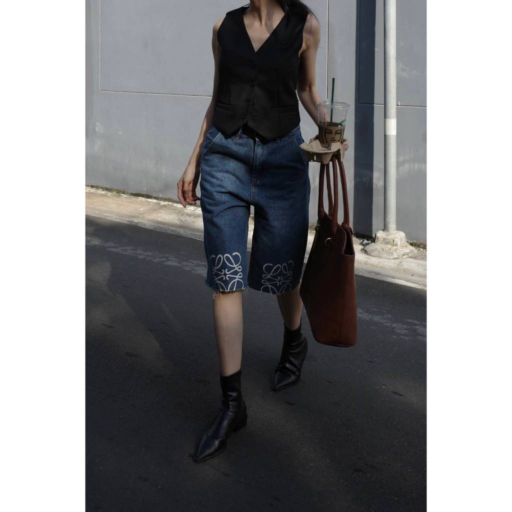 VENUS VN3237 DENIM BERMUDA SHORT PANTS ลายฉลุ