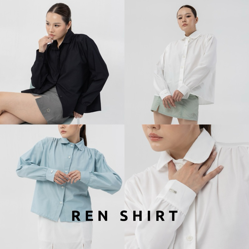 WH Ren shirt (4 สี) - เสื้อเชิ้ตแขนยาว คอบัว จีบหลัง