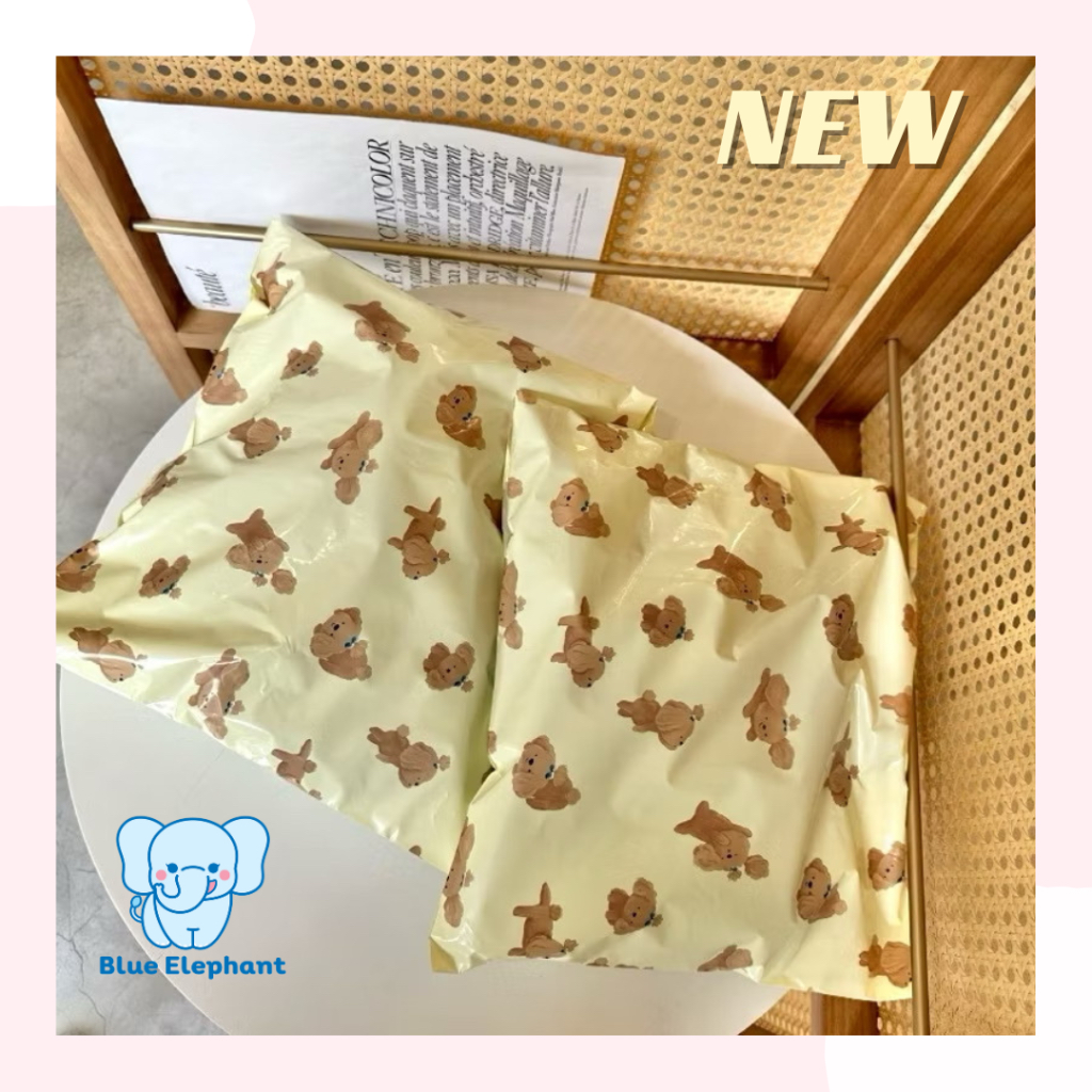 Blue Elephant 50ใบ ซองไปรษณีย์ลายน้องหมาสีเหลือง ลายมะเขือเทศ ซองพัสดุ ถุงปา