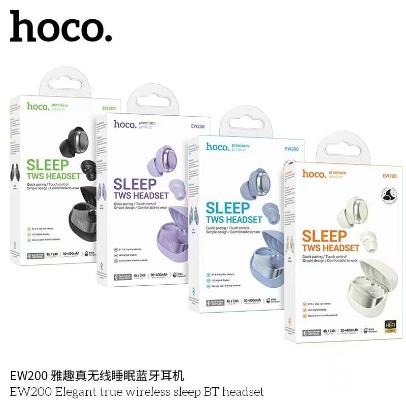 Hoco EW200 TWS หูฟังบลูทูธไร้สาย True เพลงกีฬา BT 5.4 หูฟังพร้อมไมโครโฟนสำหรับสมาร์ทโฟนทั้งหมด