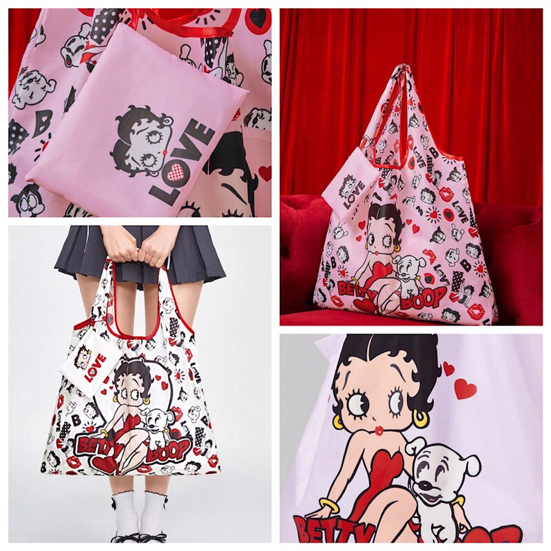 [พร้อมส่ง ] ถุงผ้าพับได้ Betty Boop มี 3 แบบให้เลือก