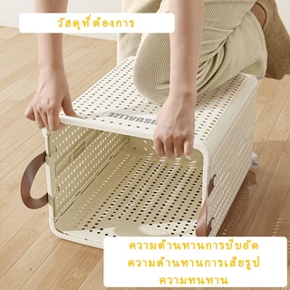 LONTAI ตะกร้าซักผ้าแบบพับได้ ที่เก็บข้อมูลอเนกประสงค์ความจุขนาดใหญ่ ตะกร้าพลาสติกพร้อมล้อ