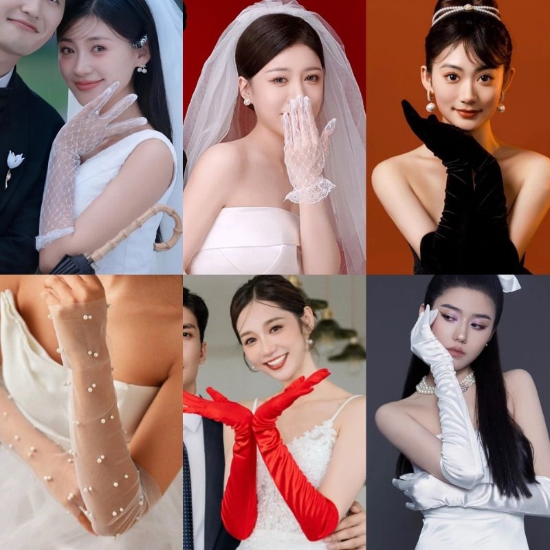 (รวมถุงมือ) ถุงมือเจ้าสาว ถุงมือออกงาน ถุงมือสั้น ถุงมือยาว •ร้านส่งของทุกวัน ส่งจากมหาสารคาม•