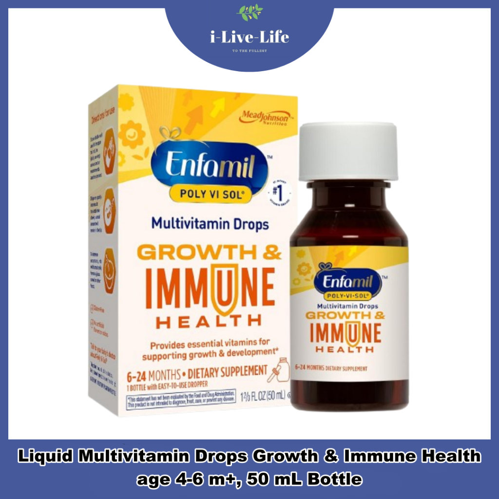 Enfamil - Liquid Multivitamin Drops Growth & Immune Health age 4-6 m+, 50 mL Bottle​ วิตามินรวม ชนิด