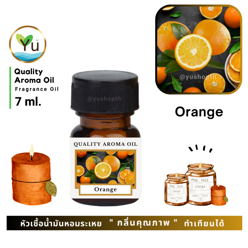 7 ml. กลิ่น Orange (ส้ม) หัวเชื้อน้ำมันหอมระเหย กลิ่นคุณภาพ | Quality Aroma Oil เลือกกล่องได้ !