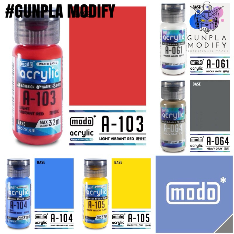 MODO WATER-BASED COLOR สีอะคริลิคสูตรน้ำ ชนิดสีเงา ขนาด 30 ml (เฉดกันดั้ม) A061, A064, A103, A104, A105