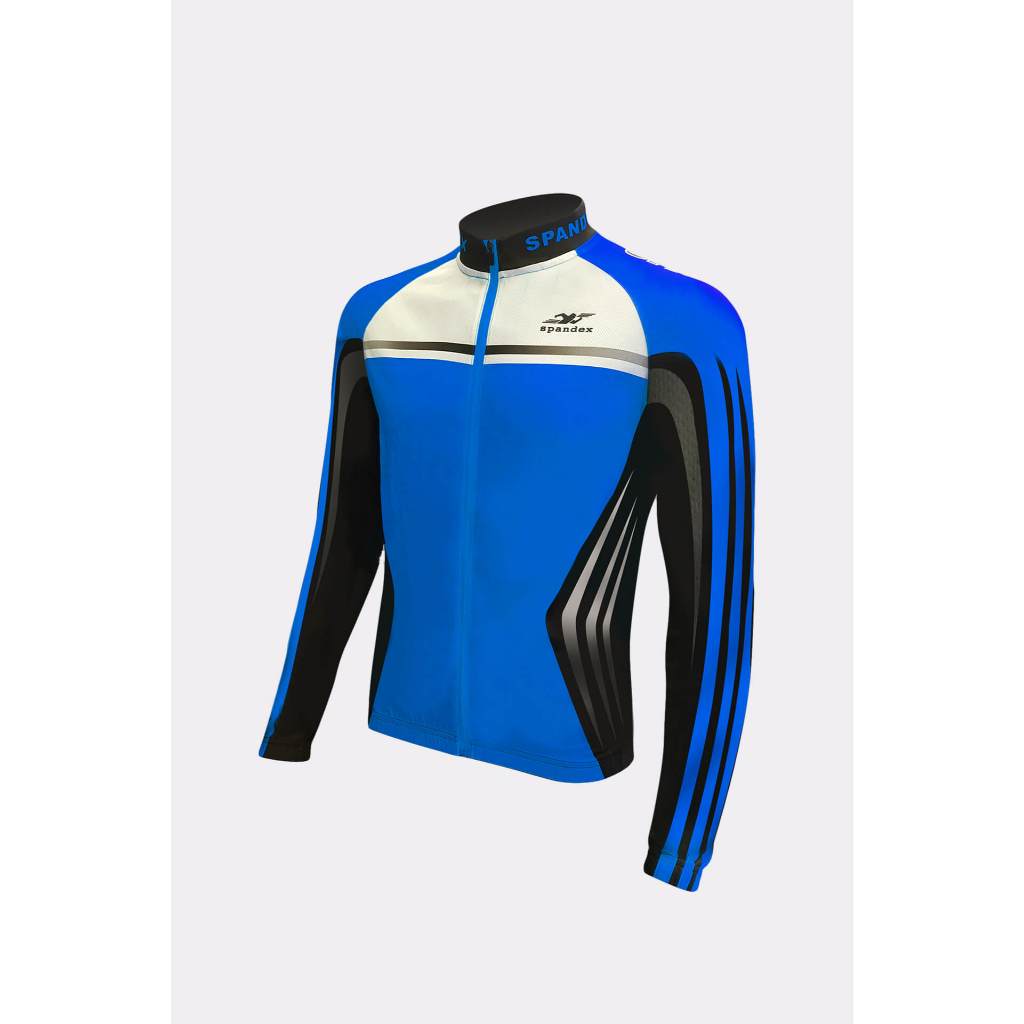 Spandex เสื้อปั่นจักรยานแขนยาว Quickdry กันUV สีน้ำเงิน CL001