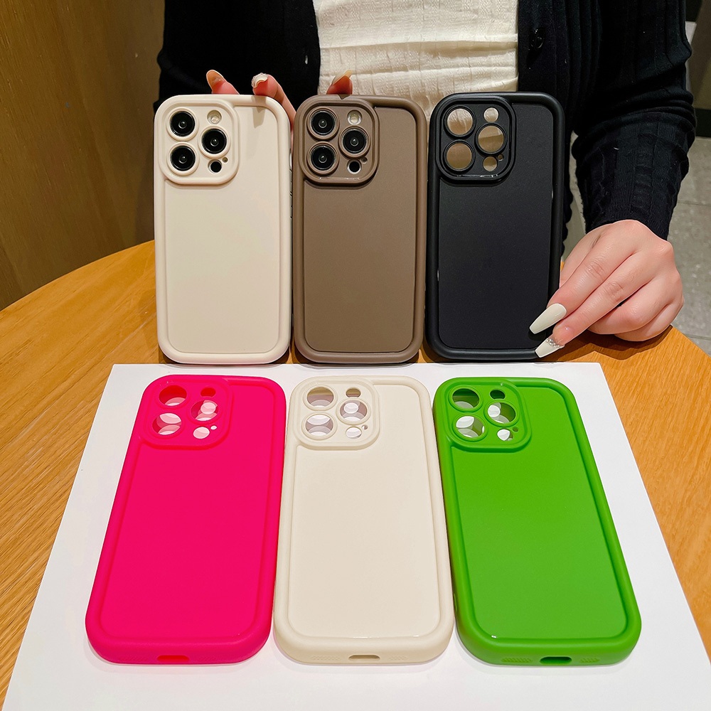 เคสโทรศัพท์มือถือ สีแคนดี้ เรียบง่าย สไตล์คลาสสิก เรโทร สําหรับ iPhone 14 15 16 Pro Max 11 12 13 i14 i15 i16 Plus 16Pro