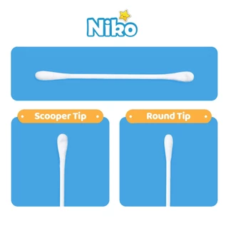 Niko สำลีก้านกระดาษ สำหรับแคะหู หัวเล็ก 200 ก้าน คอตตอนบัตแคะหู