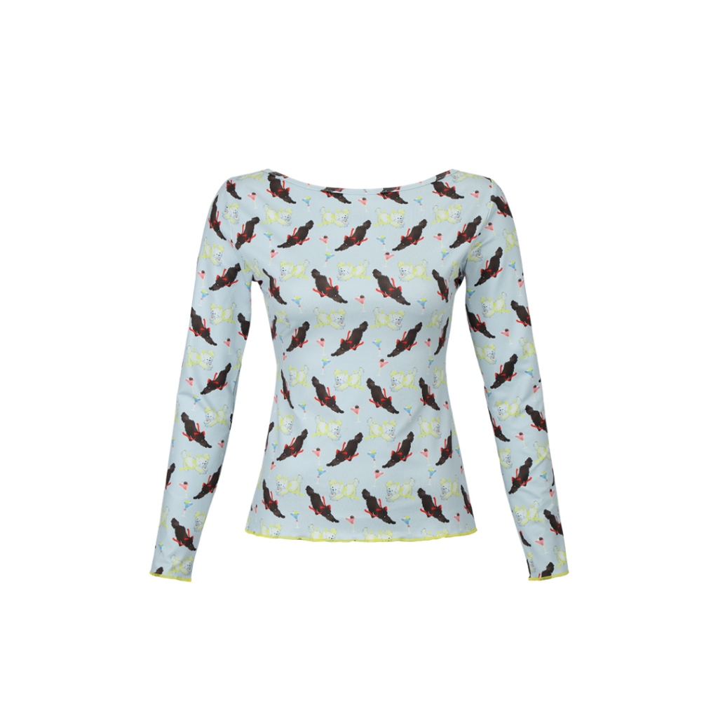 BLACKDOG BKK-AW2426-Wrapping paper printed top-เสื้อแขนยาวผ้ายืดพิมพ์ลาย