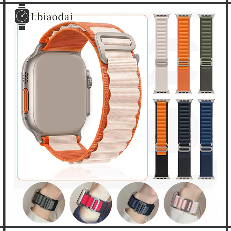 เทือกเขาแอลป์ลูปสายไนล่อน for Apple Watch Ultra/SE 3 2 49mm 46mm Series 11 10 9 8 7 6 5 4 Iwatch 45mm 41 44mm 40 42mm 38