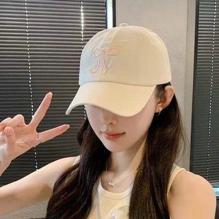 หมวกแก็ป (ปักโบว์) หมวกเบสบอล แฟชั่นเกาหลี cotton cap หมวกเดินป่า