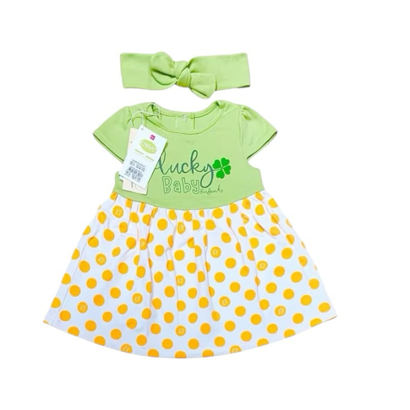 Enfant Green New Collection ชุดเดรส ชุดกระโปรงลูกสาว พร้อมแถมคาดผม สำหรับเด็กอายุ3เดือน-24เดือน