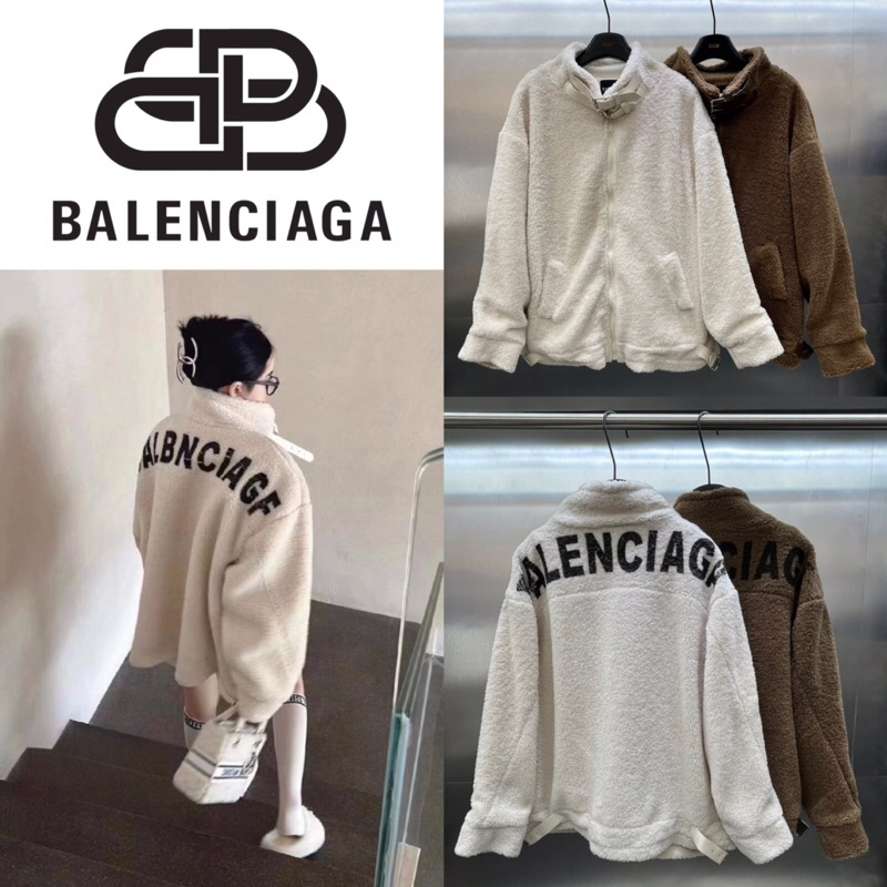 เสื้อแจ็คเก็ต BALENCIAGA FLEECE BACK LOGO JACKET