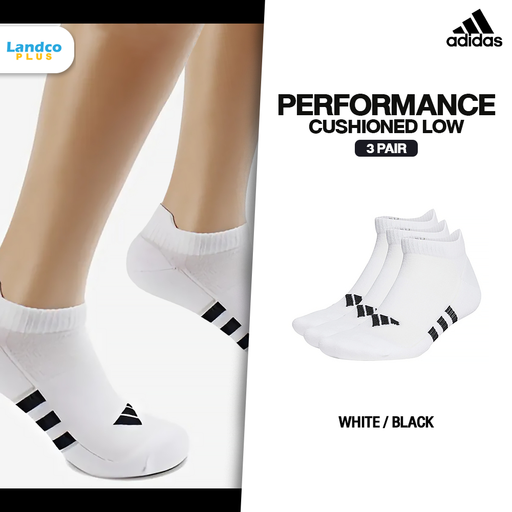 Adidas อาดิดาส ถุงเท้าข้อสั้น ถุงเท้าสีขาว Performance Cushioned Low Socks 3 Pairs HT3449 (500)