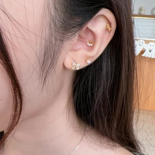 Suwann.na ต่างหู ต่างหูเงินแท้ จิว จิวโบว์เพชร