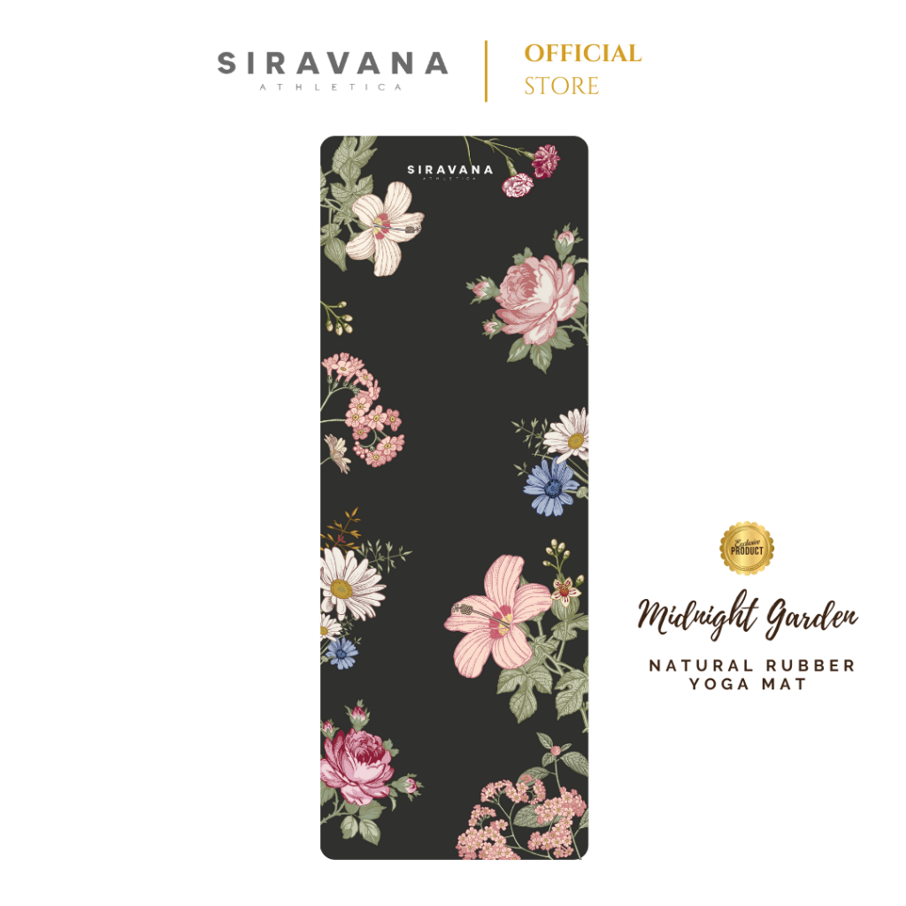 SIRAVANA เสื่อโยคะยางพารา รุ่น The Midnight Garden 5mm PU Natural Rubber Yoga Mat