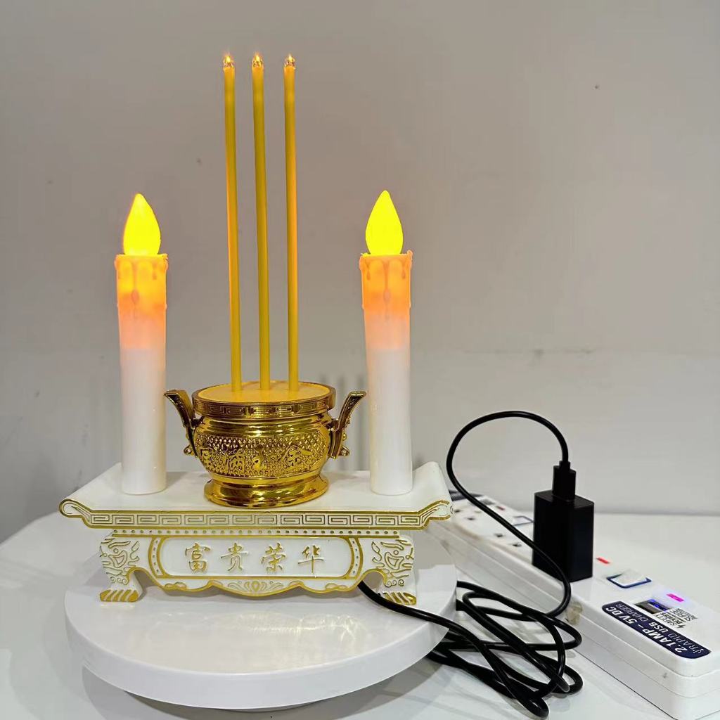 ชุดธูปเทียน LED เทียนปลอม การใช้ปลั๊กไฟและอินเทอร์เฟซ USB ความยาวสายไฟ 1.5 เมตร เชิงเทียนไฟฟ้าW