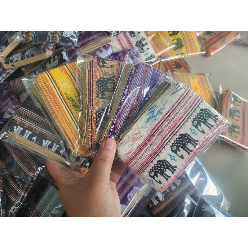 กระเป๋า​มี​สายคล้องมือผ้าคอทต้อนพิมลายช้างน้ำไหล