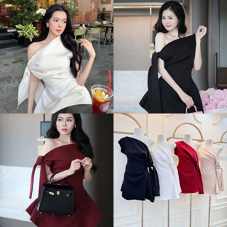 𝐌𝐀𝐘𝐔💫พร้อมส่ง มินิเดรสผูกไหล่ข้างงานน่ารักๆ☁️มีซับใน