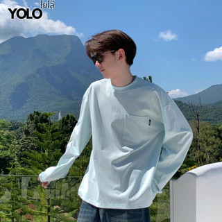 YOLO เสื้อสเวตเตอร์ OVERSIZE เสื้อสเวตเตอร์โอเวอร์ไซส์ สีฟอก เสื้อผ้าคอตตอน แนวสตรีท 2406